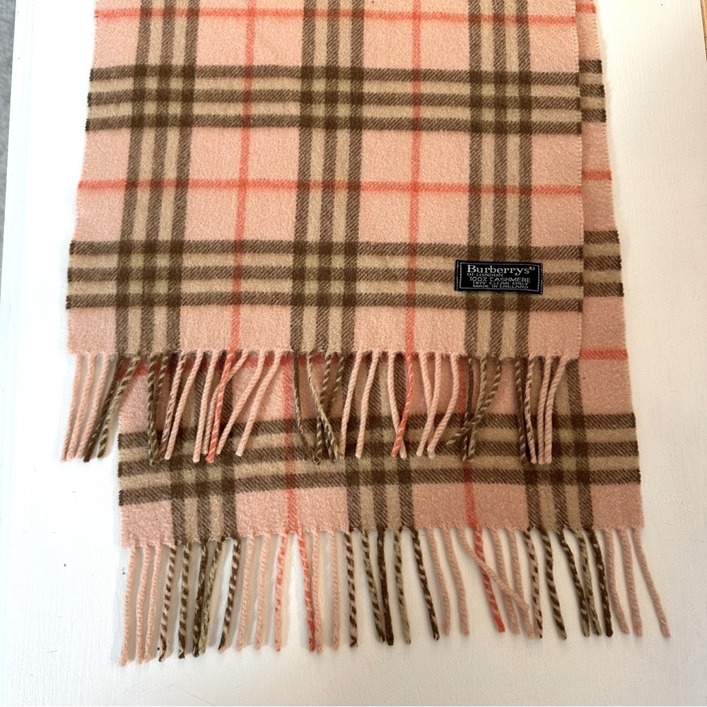 Burberrys Cashmere Scarf in Pink and Brown Plaid